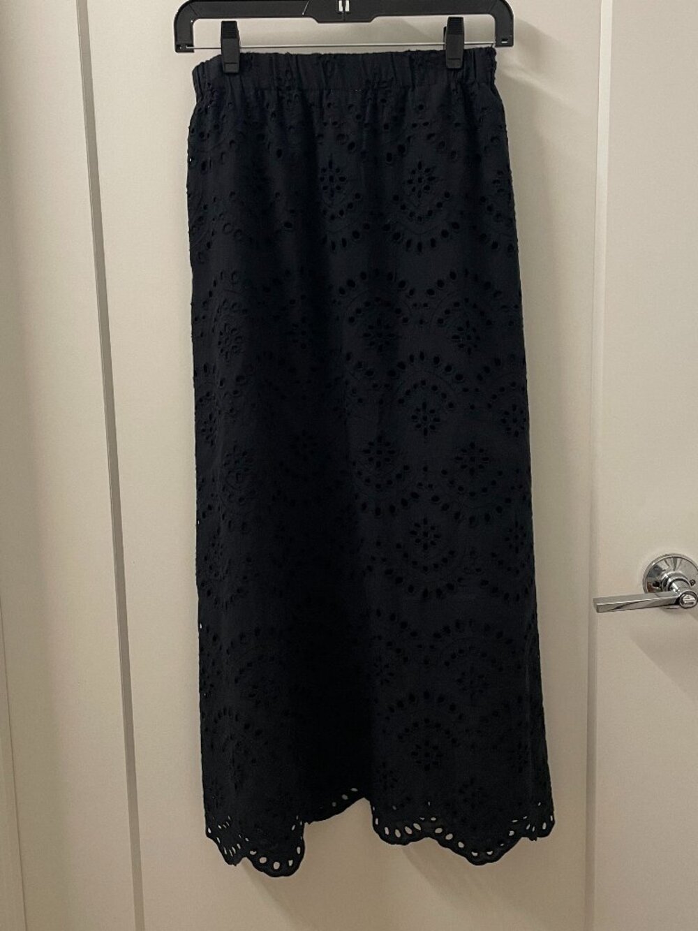 Eyelet Lace Midi Skirt - Black